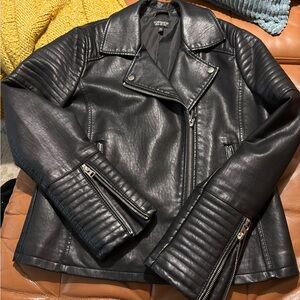 Topshop Black Leather Biker Jacket